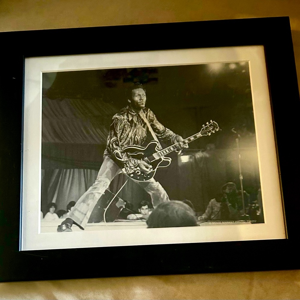 Chuck Berry Black and White Photograph Black Frame Wall Art Portrait  Guitar